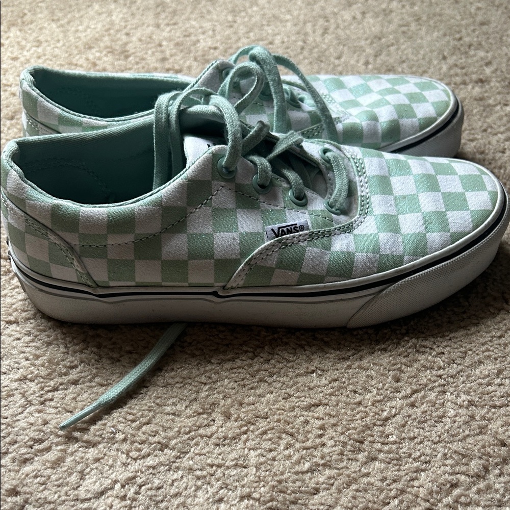Vans Women Mint Checkered Sneakers